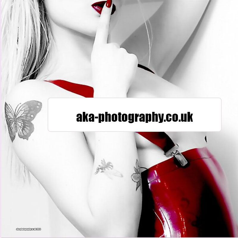 topless model dressed in latex