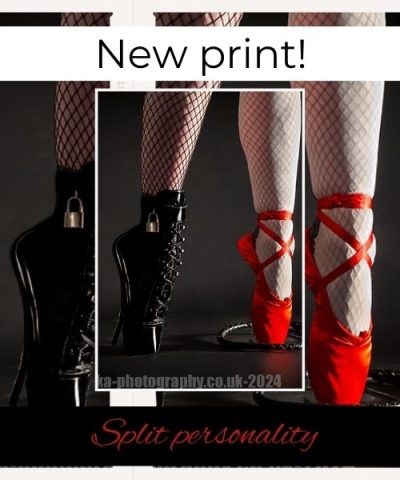 Red pointe shoe and black ballet boot